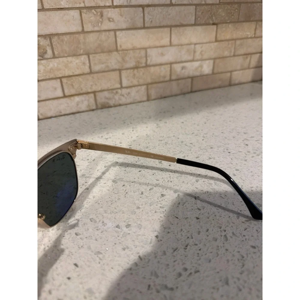 Ray-Ban RB3716 Clubmaster Sunglasses 187/58 Black Gold Green Polarized 51mm